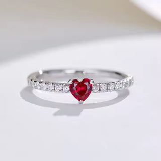 SL Ruby Heart Ring, White Gold