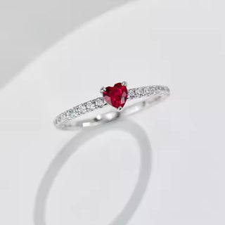 SL Ruby Heart Ring, White Gold