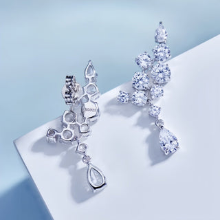 SL Sunburst Glow Silver Earrings, White Gold