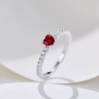SL Ruby Heart Ring, White Gold