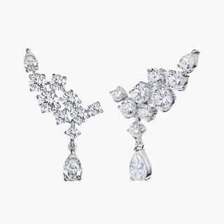 SL Sunburst Glow Silver Earrings, White Gold